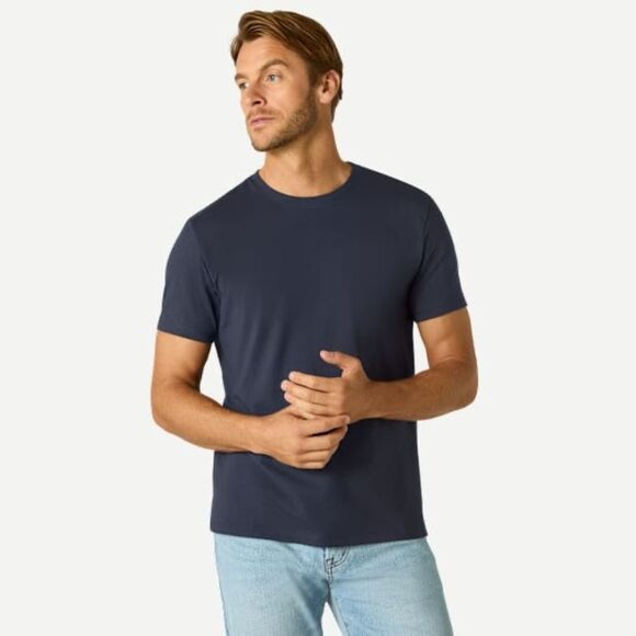 Bombas Men's Pima Cotton Crew Neck T-Shirt in midnight navy medium NWT in packag - Picture 1 of 7